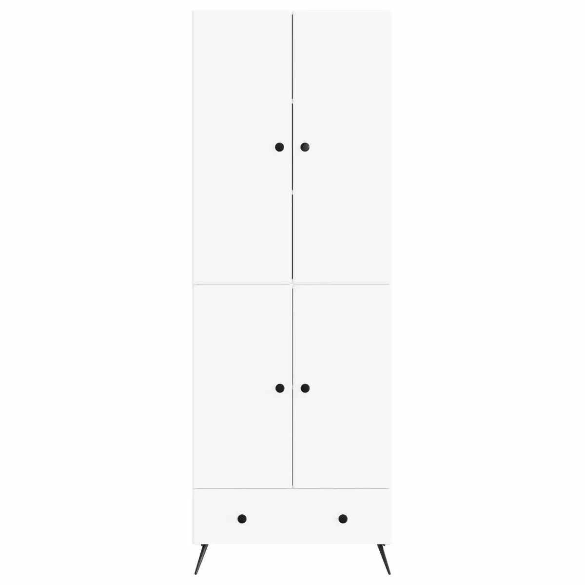 Cabinet Set 2 Pieces White Storage Furniture Drawers Shelves LED Lights