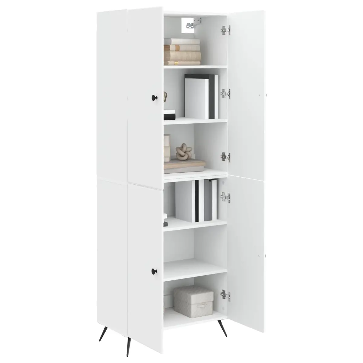 Cabinet Set Engineered Wood 2 Pieces White Storage Furniture