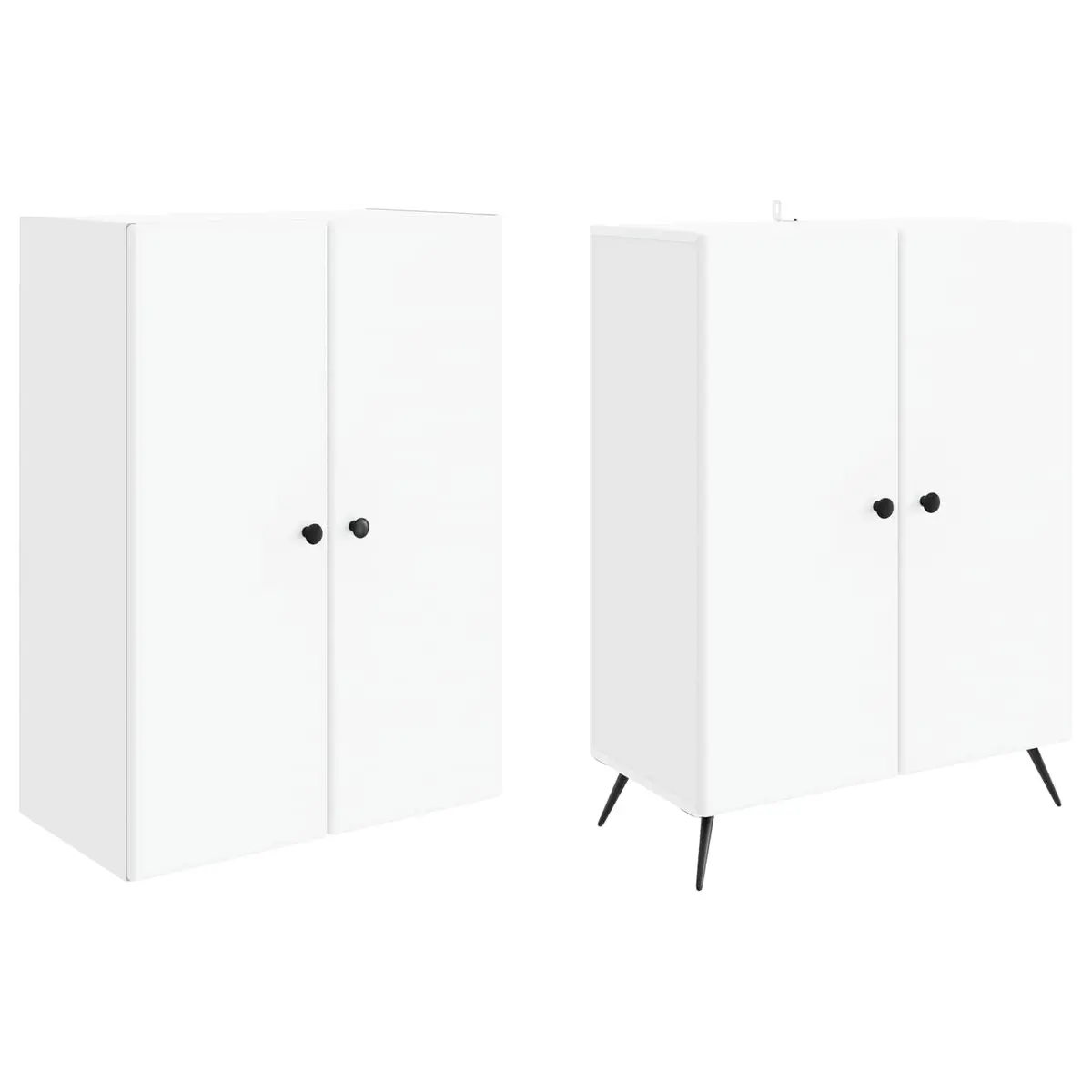 Cabinet Set Engineered Wood 2 Pieces White Storage Furniture