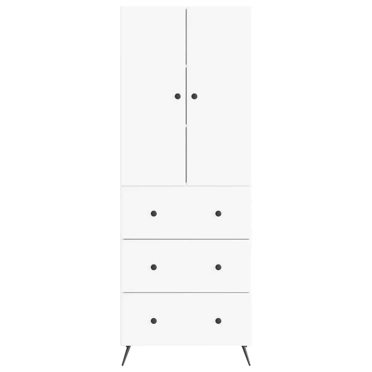 Storage Cabinet Set Engineered Wood 66 x 34.5 x 90 cm White 2 pcs Sliding Doors Shelves Drawers