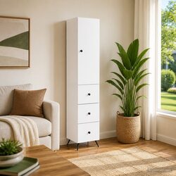 White Engineered Wood Storage Cabinet Set, 2 pcs