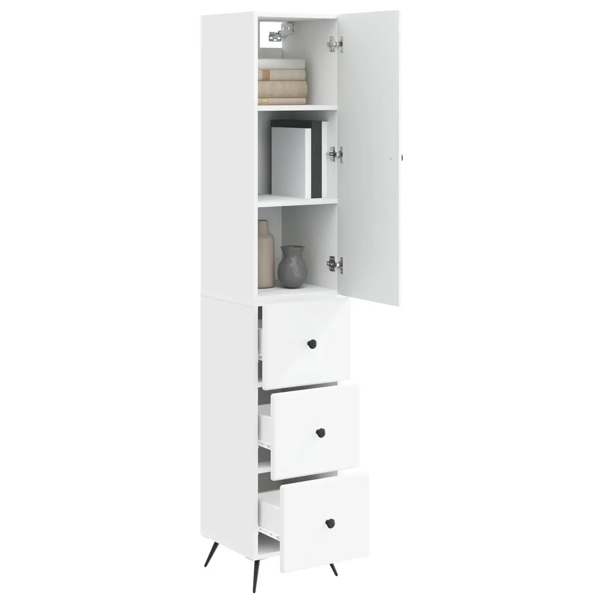 White Engineered Wood Storage Cabinet Set, 2 pcs
