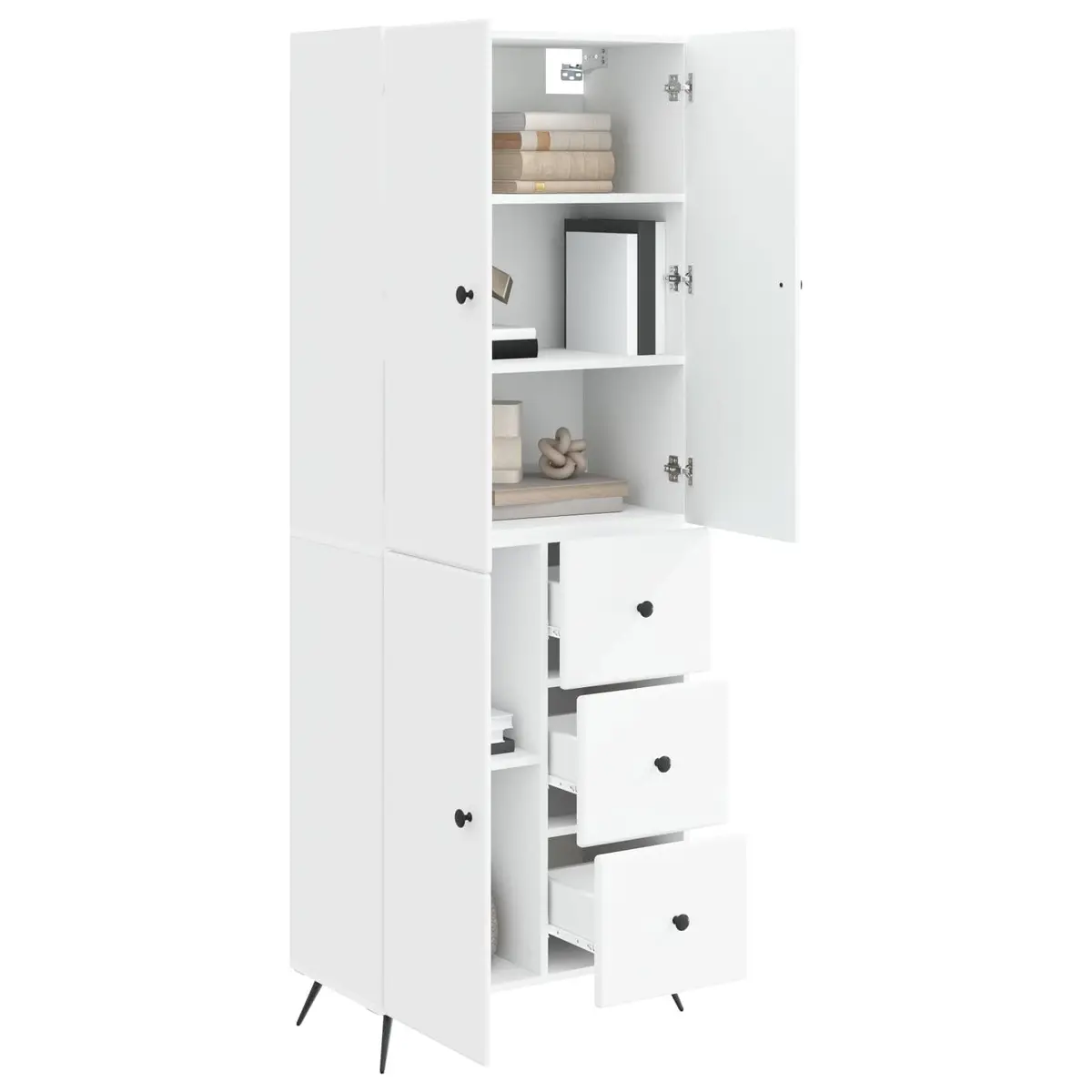 White Engineered Wood Cabinet Set for Storage