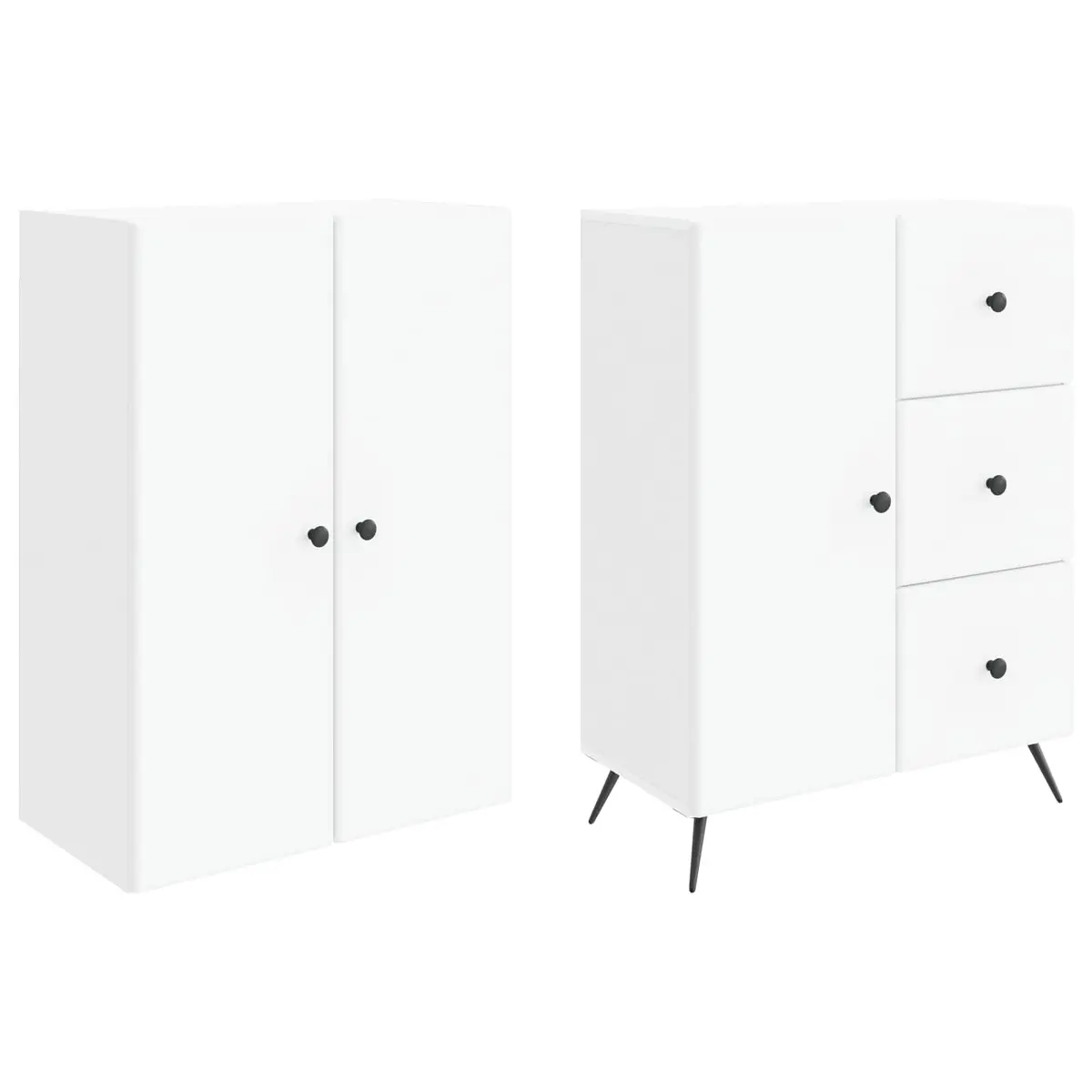 White Engineered Wood Cabinet Set for Storage