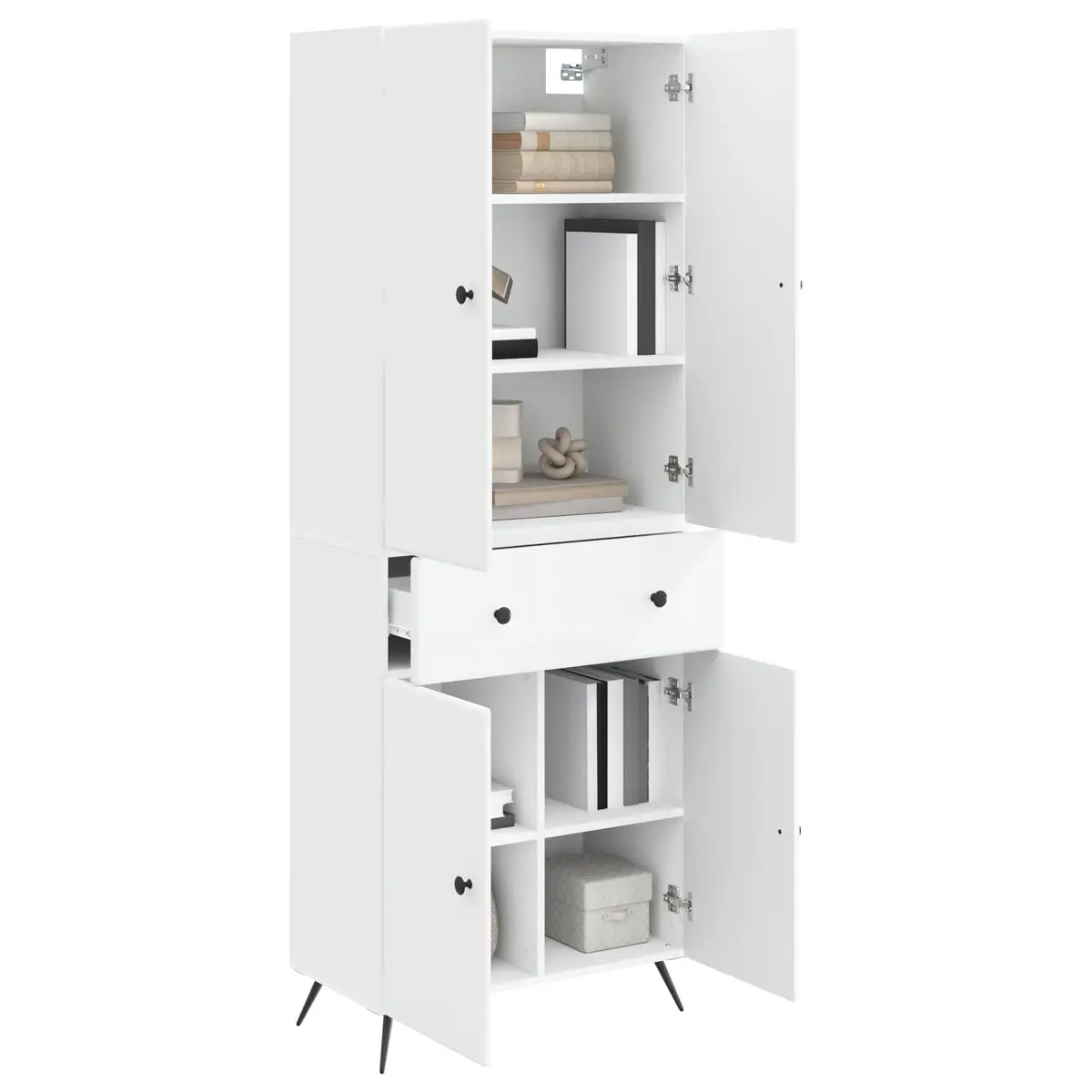 White Furniture Set 2 Pieces Modern Living Room Storage Modular Design