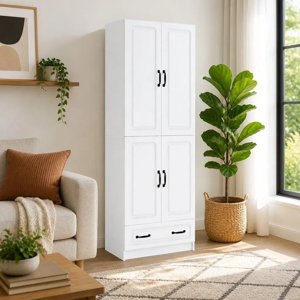 White Cabinet Set 2 Pieces for Home Storage