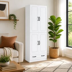 Durable White Cabinet Set 2 Pieces for Home Storage