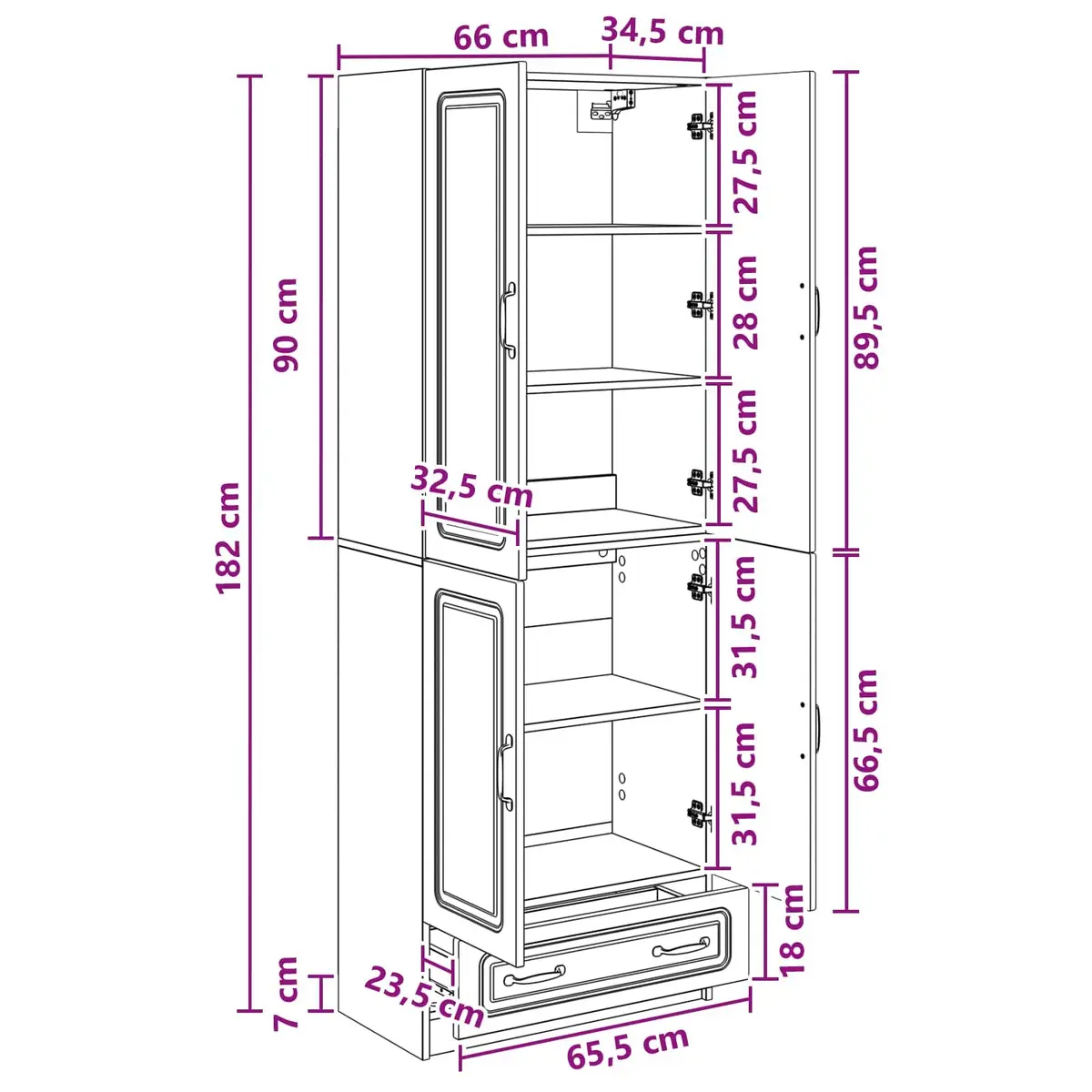 White Cabinet Set 2 Pieces for Home Storage