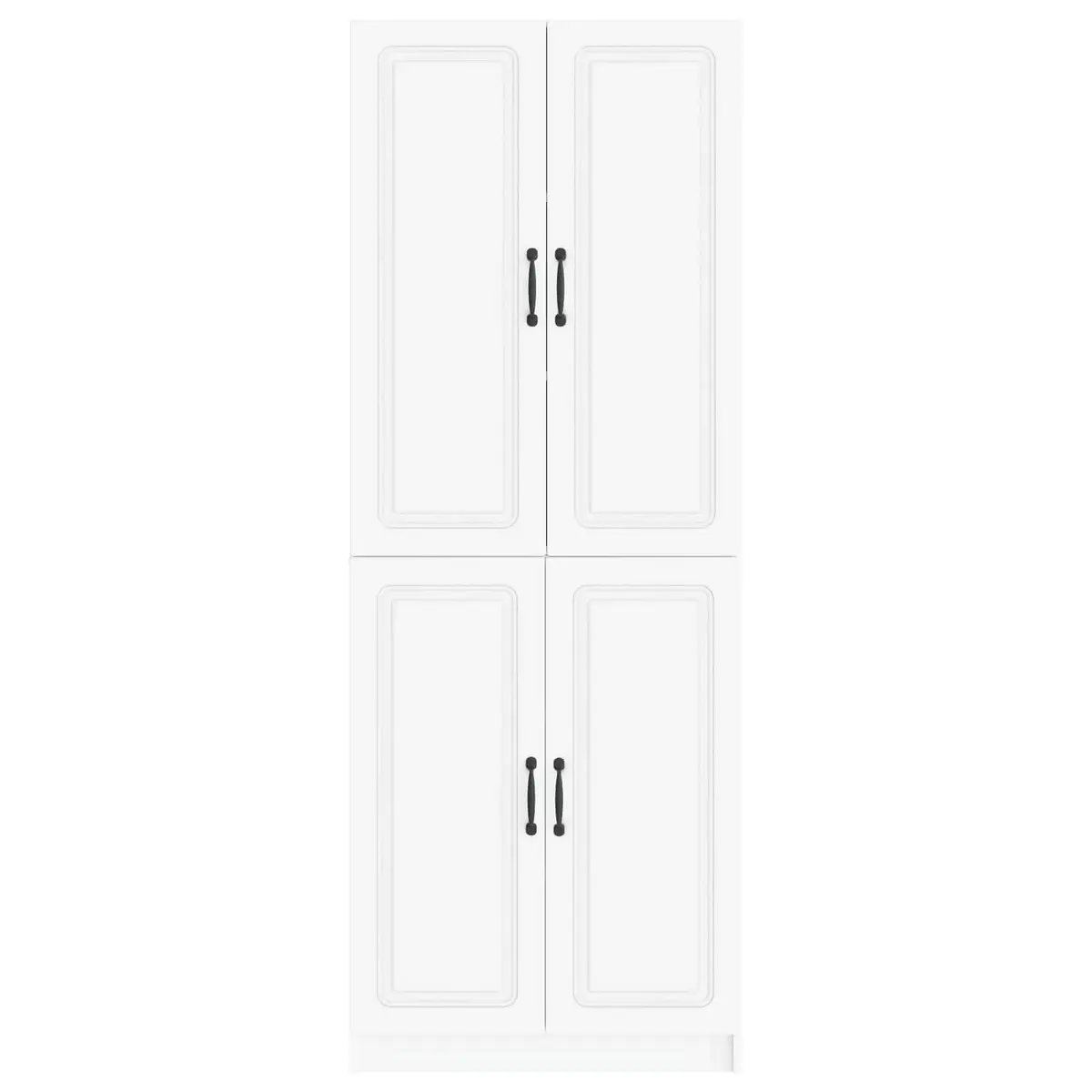 2 Piece Storage Cabinet Set White Engineered Wood Shelves and Compartments