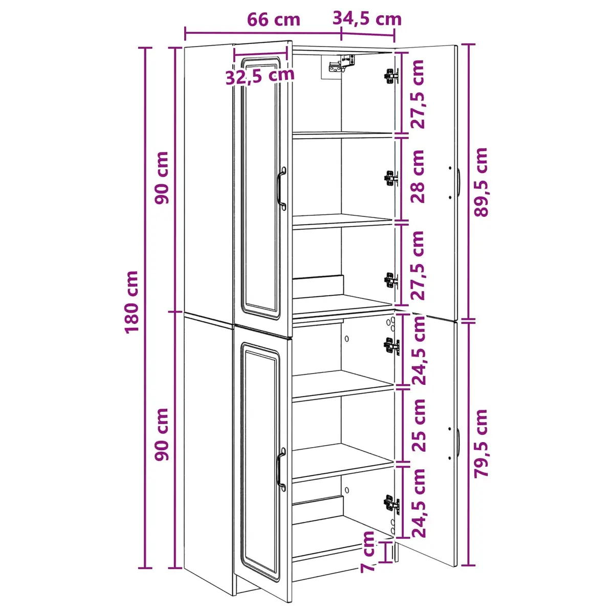 2 Piece Storage Cabinet Set White Engineered Wood Shelves and Compartments