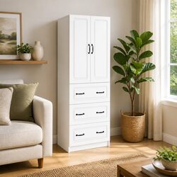 Modern White Storage Cabinet Set for Home Organization