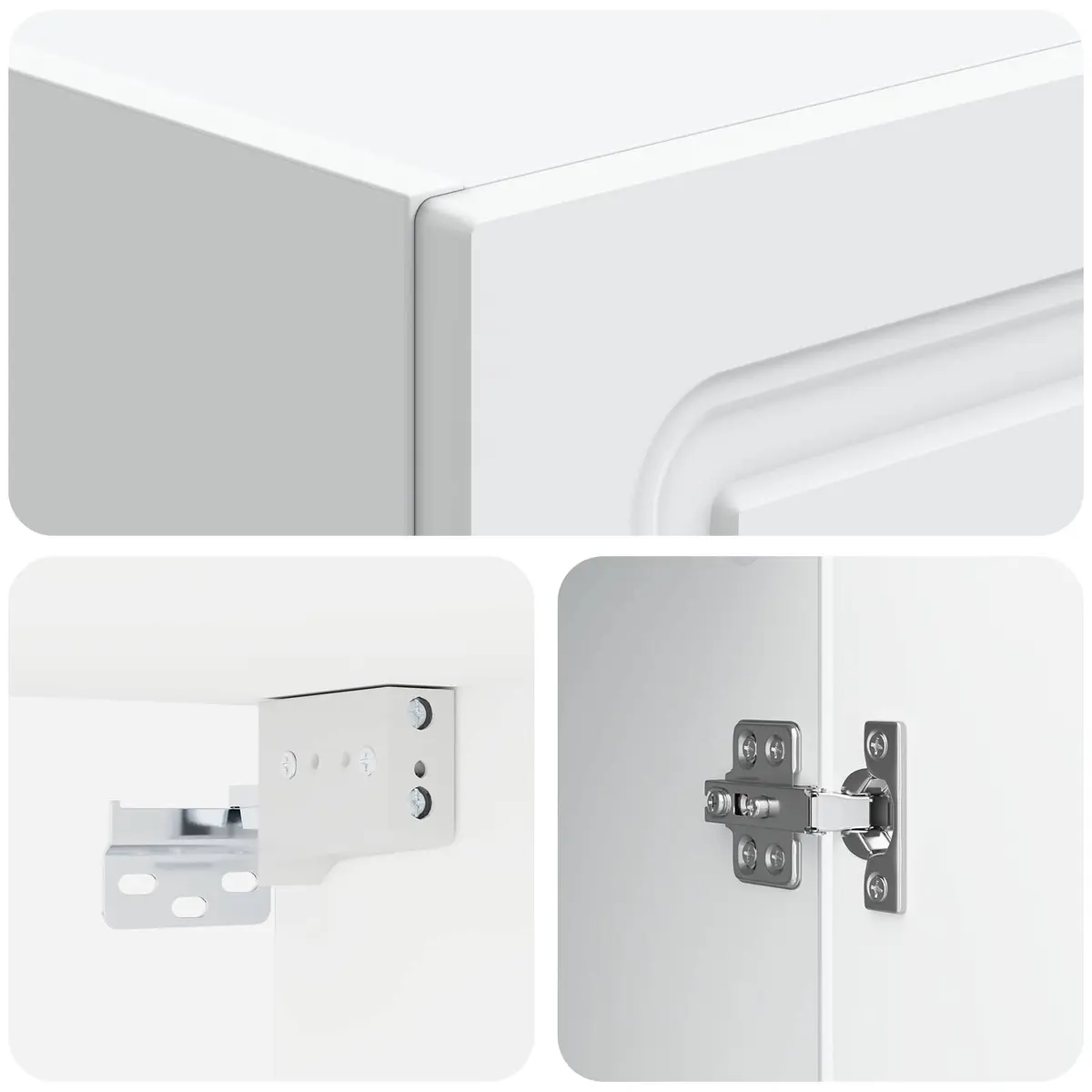 White Storage Cabinet Set with LED Lighting
