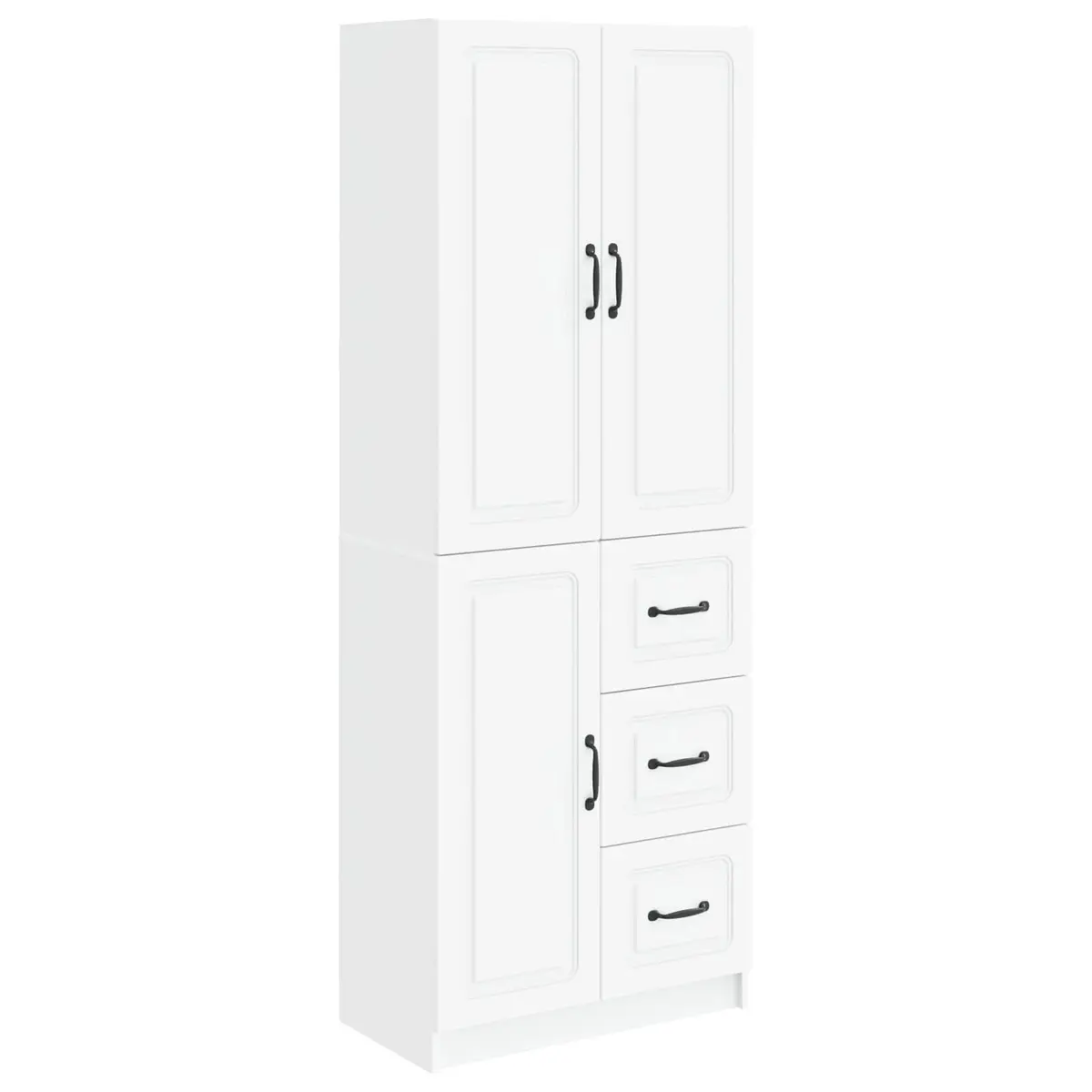 Cabinet Set 2 Pieces White Modern Furniture Storage Living Room Organiser