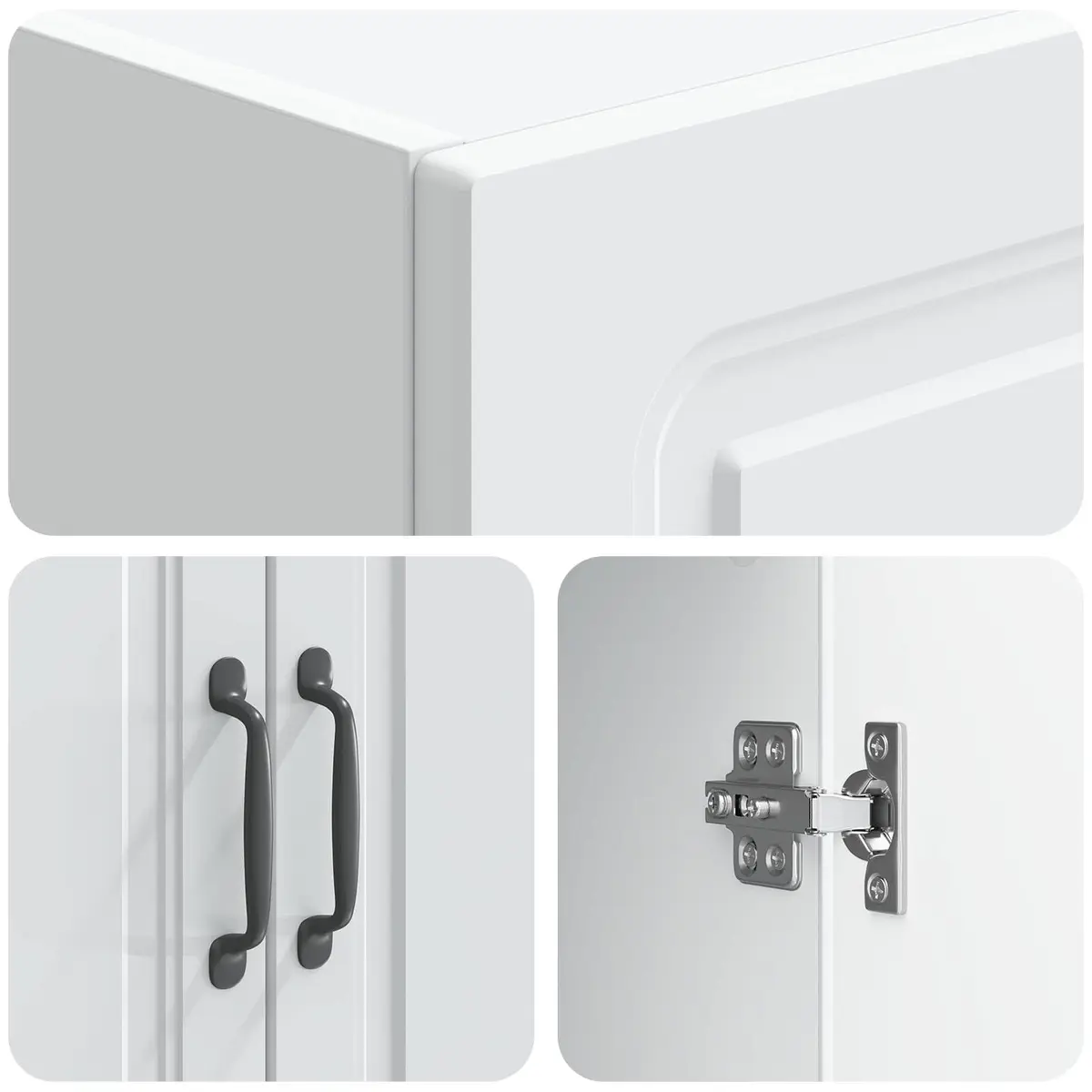Cabinet Set 2 Pieces White Modern Furniture Storage Living Room Organiser