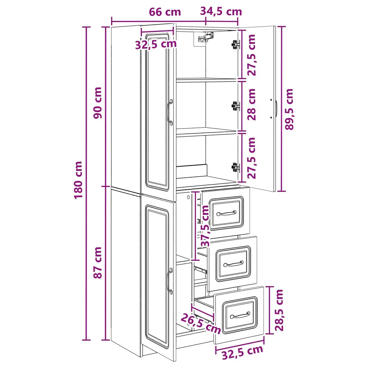 Cabinet Set 2 Pieces White Modern Furniture Storage Living Room Organiser