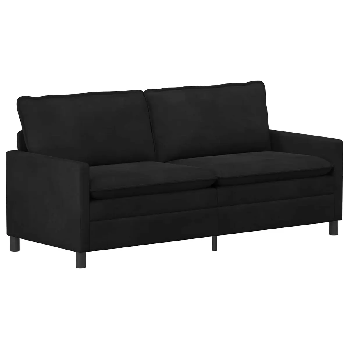 2 Piece Sofa Set Velvet Black Modern Living Room Furniture Double Layer Cushions