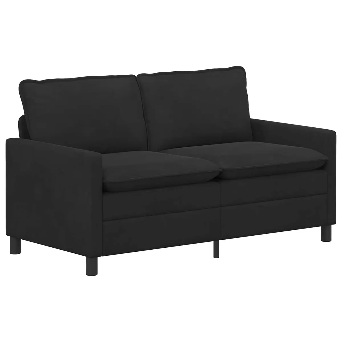 2 Piece Sofa Set Velvet Black Modern Living Room Furniture Double Layer Cushions