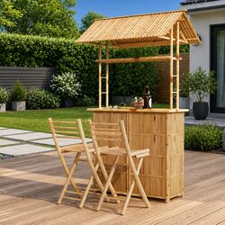 Durable Bamboo Bar Set with Roof for Outdoor Use