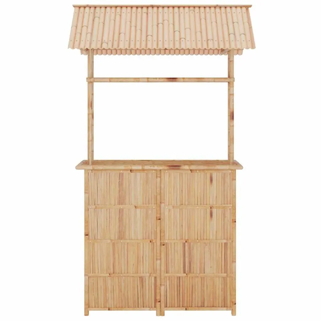 Bamboo Outdoor Furniture Set Tropical Foldable Bar Counter and Chairs 3 Piece Brown Garden Patio