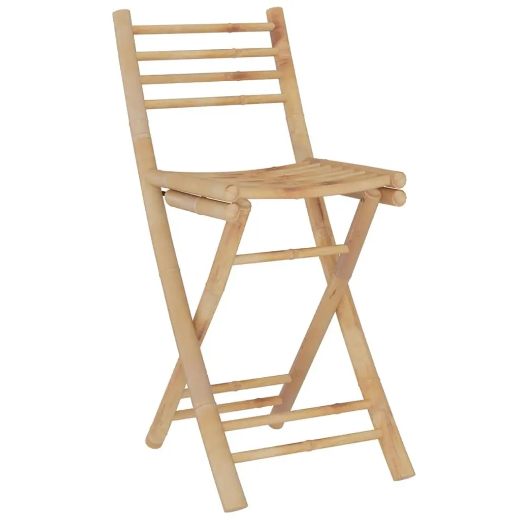 Bamboo Outdoor Furniture Set Tropical Foldable Bar Counter and Chairs 3 Piece Brown Garden Patio