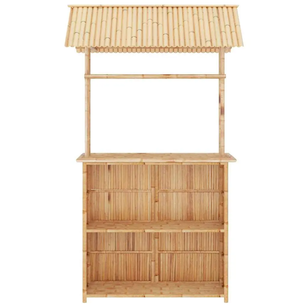 Bamboo Outdoor Furniture Set Tropical Foldable Bar Counter and Chairs 3 Piece Brown Garden Patio