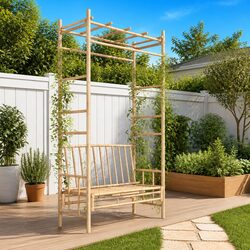 Durable Bamboo Garden Bench with Pergola Trellis
