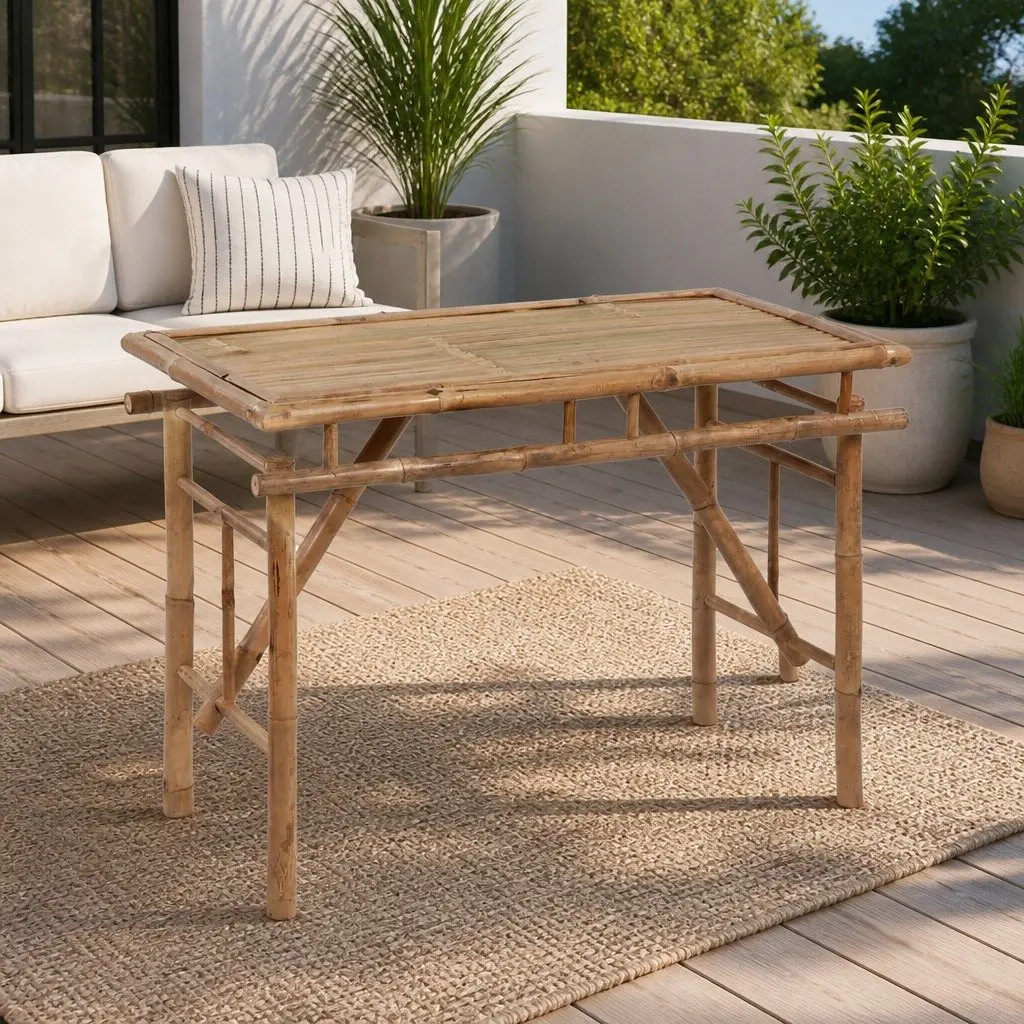 Folding Garden Table Bamboo 115x50x75cm Brown