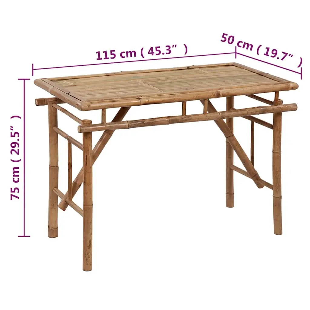 Folding Garden Table Bamboo 115x50x75cm Brown
