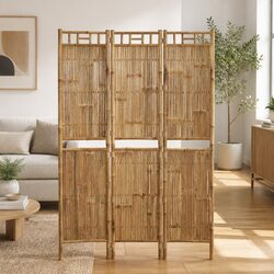 Sturdy 3-Panel Bamboo Room Divider 120x180 cm Brown