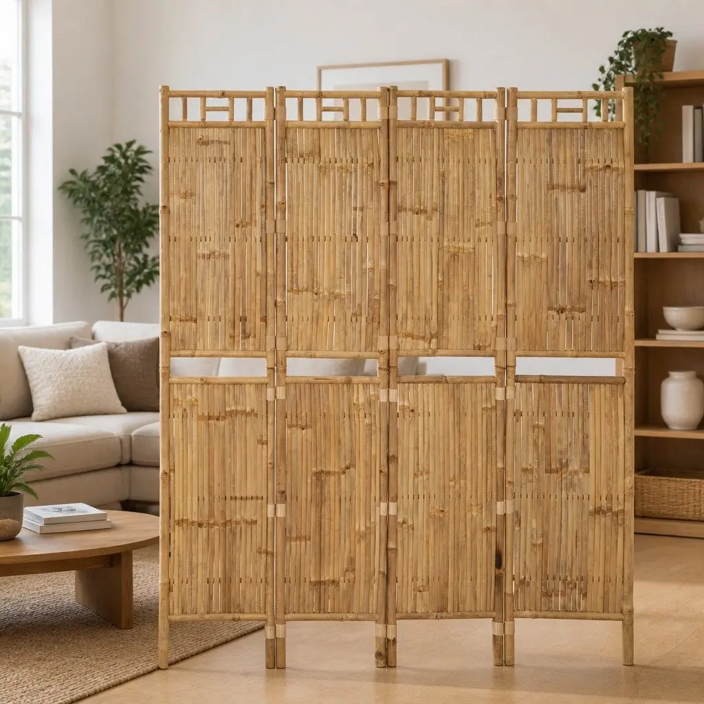 4-Panel Bamboo Folding Room Divider