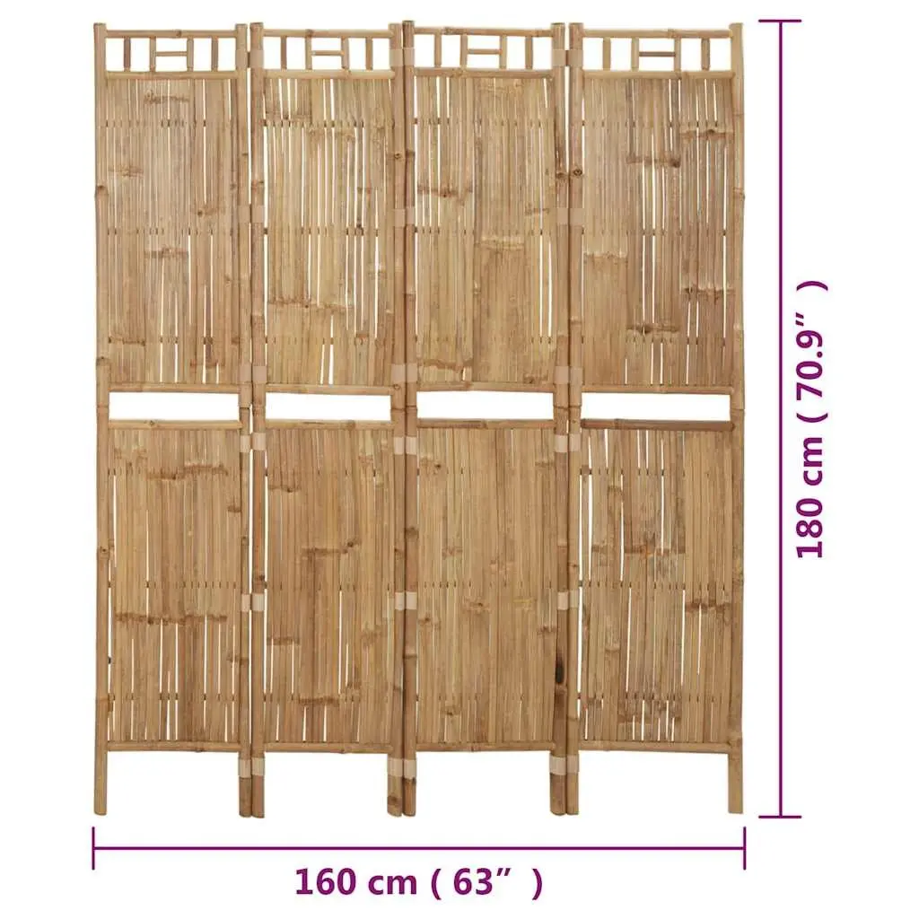 4-Panel Bamboo Folding Room Divider