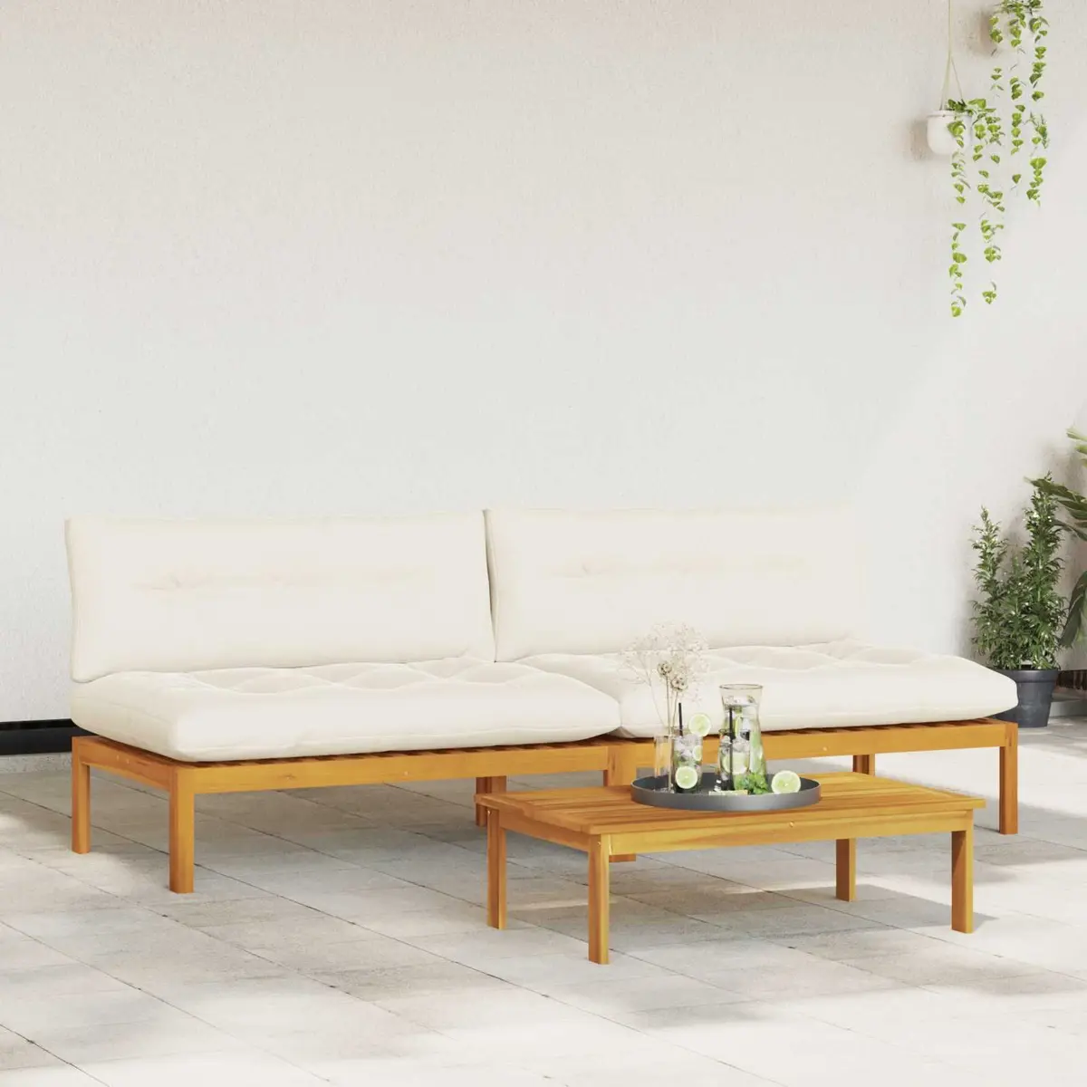 Acacia Wood Outdoor Sectional Sofa Set