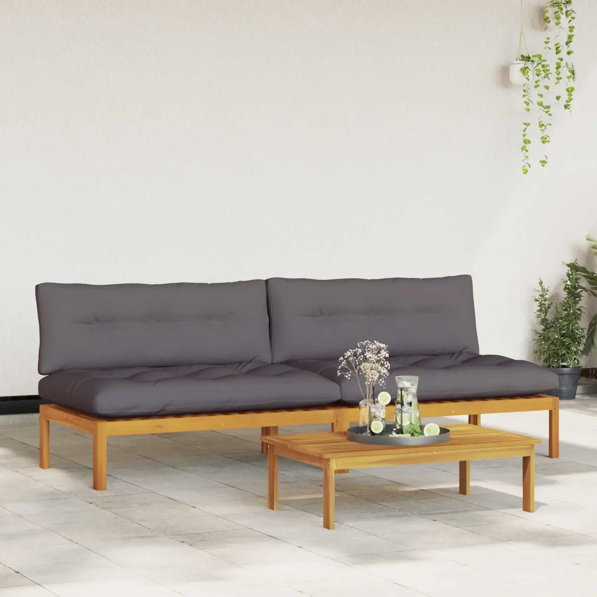 Acacia Wood Outdoor Sectional Sofa Set