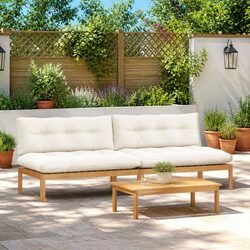 Sturdy Outdoor Sectional Sofa Middle Unit in Light Acacia