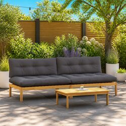 Acacia Wood Outdoor Sectional Sofa Middle Unit