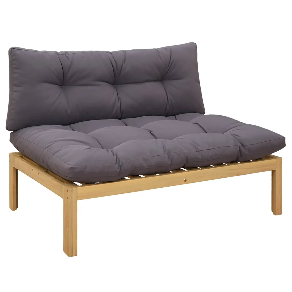 Acacia Wood Outdoor Sectional Sofa Middle Unit