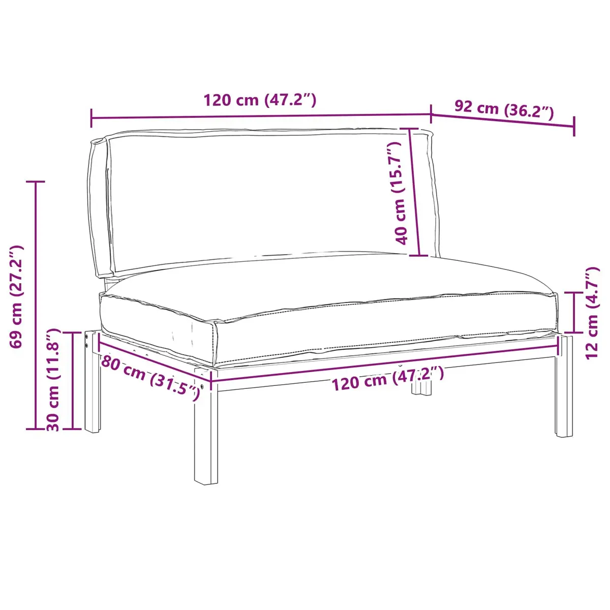 Sofa Set Solid Acacia Wood Modular Anthracite Outdoor Garden Furniture