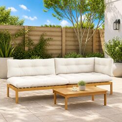 3 Piece Corner Lounge Set with Low Table for Outdoor Use