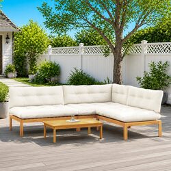 Outdoor Sectional Sofa Set 4 Piece Corner Garden Pallet Seating Lounge with