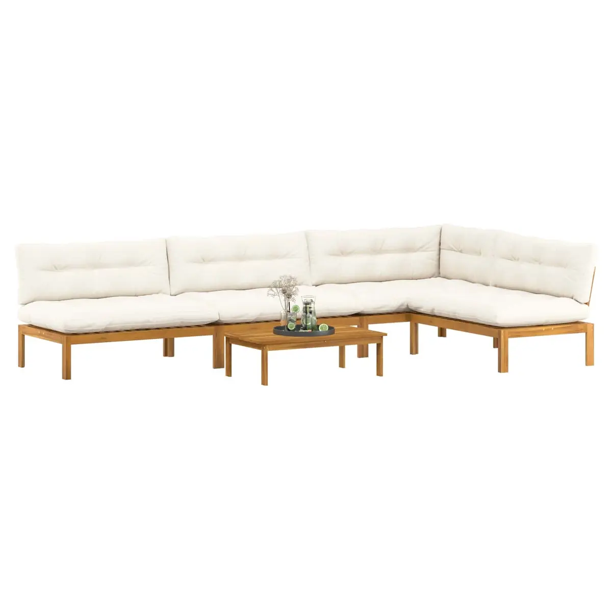 5-Piece Corner Lounge Sofa Set with Low Table
