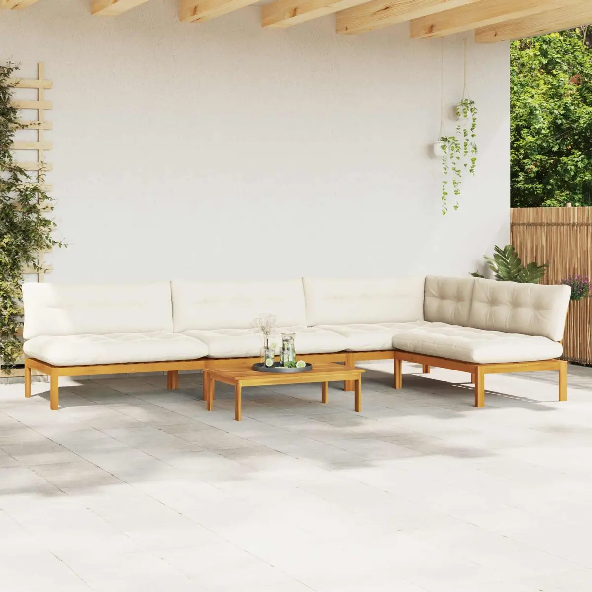 5-Piece Corner Lounge Sofa Set with Low Table