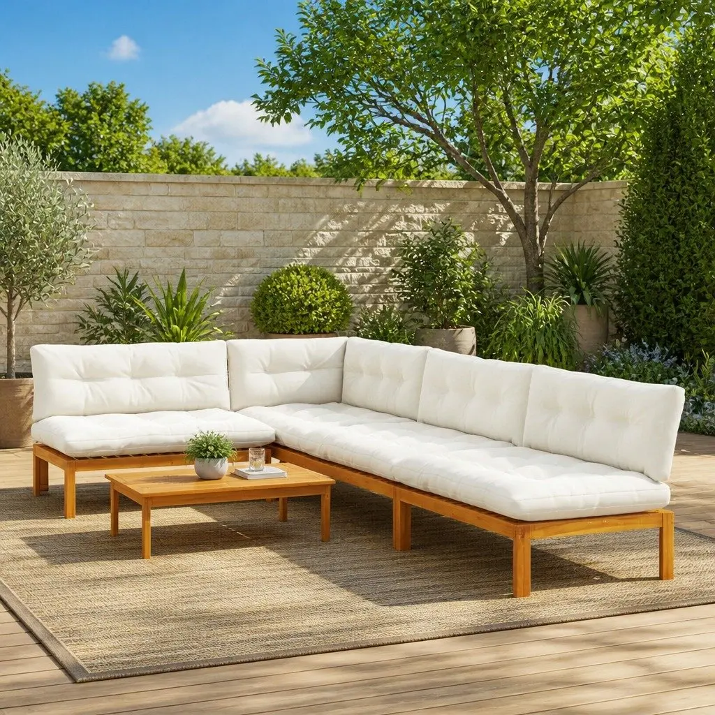 5-Piece Solid Wood Garden Pallet Sectional Sofa Set