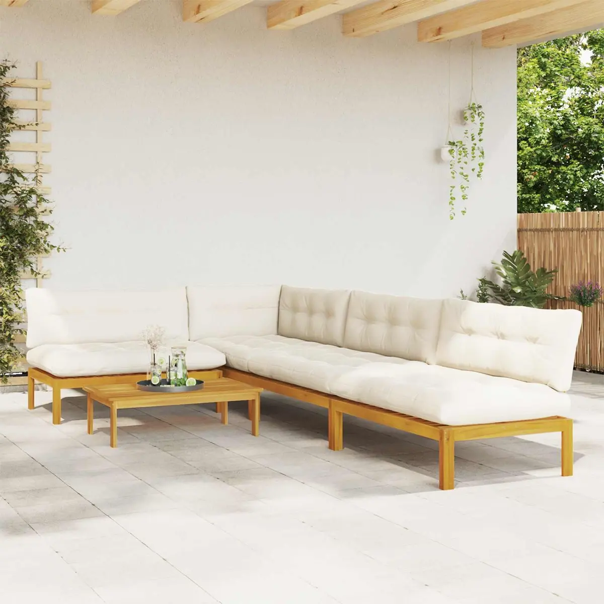 5-Piece Solid Wood Garden Pallet Sectional Sofa Set