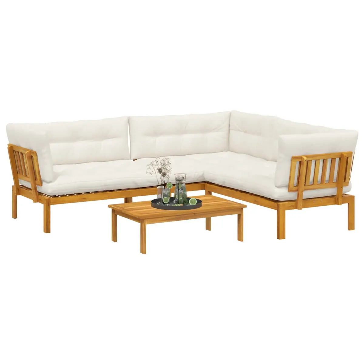 4 Piece Pallet Garden Lounge Set with Corner Sofa
