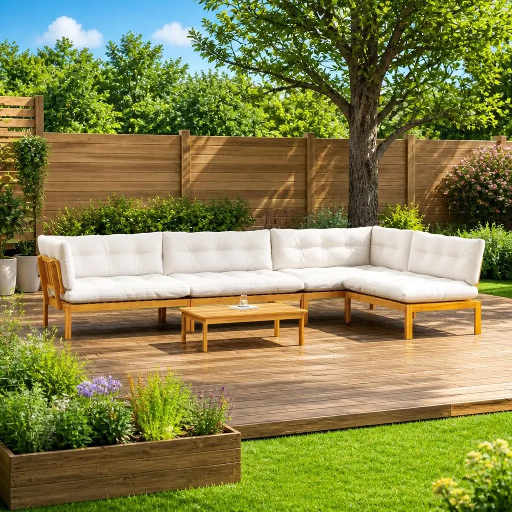 5 Piece Corner Outdoor Sectional Lounge with Table