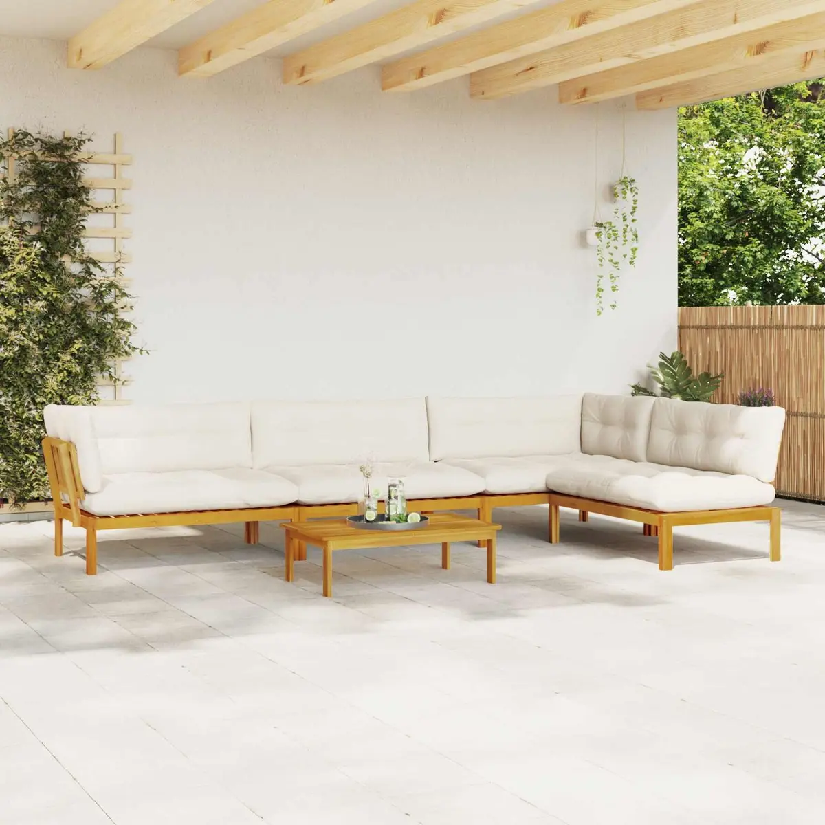 5 Piece Corner Outdoor Sectional Lounge with Table