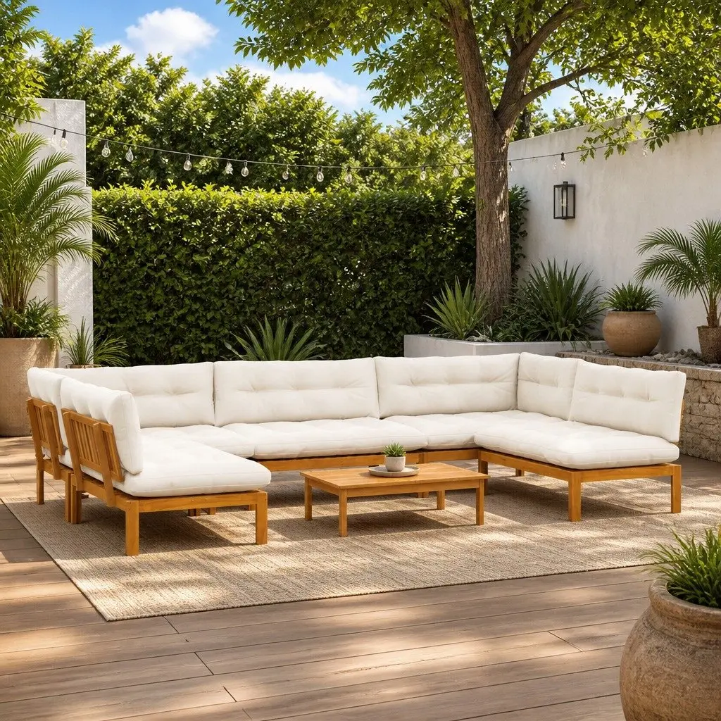 6 Piece Outdoor Pallet Sofa Set with Low Table
