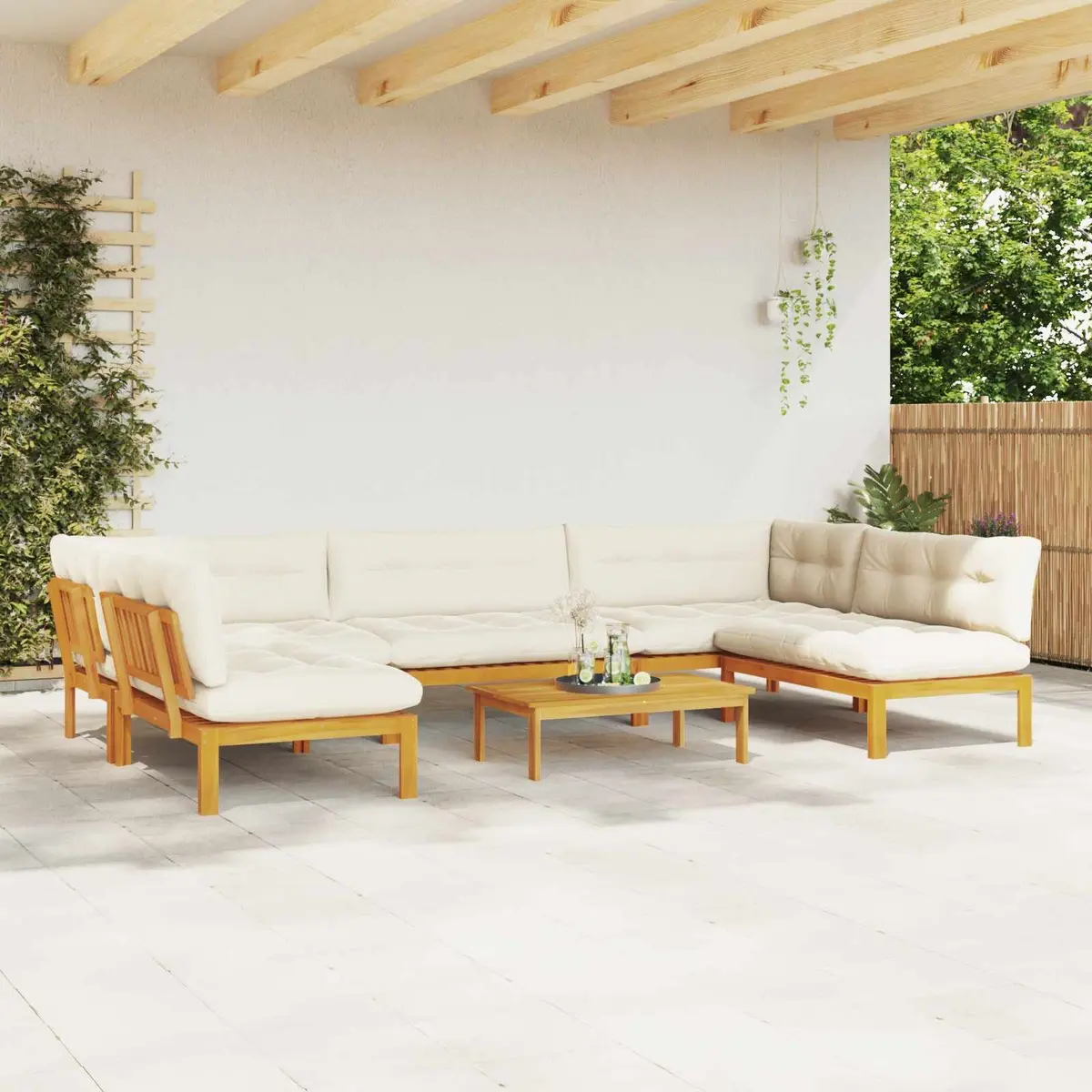 6 Piece Outdoor Pallet Sofa Set with Low Table
