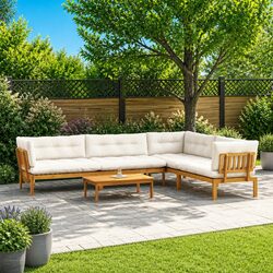 5 Piece Corner Sectional Sofa Set for Outdoor Spaces
