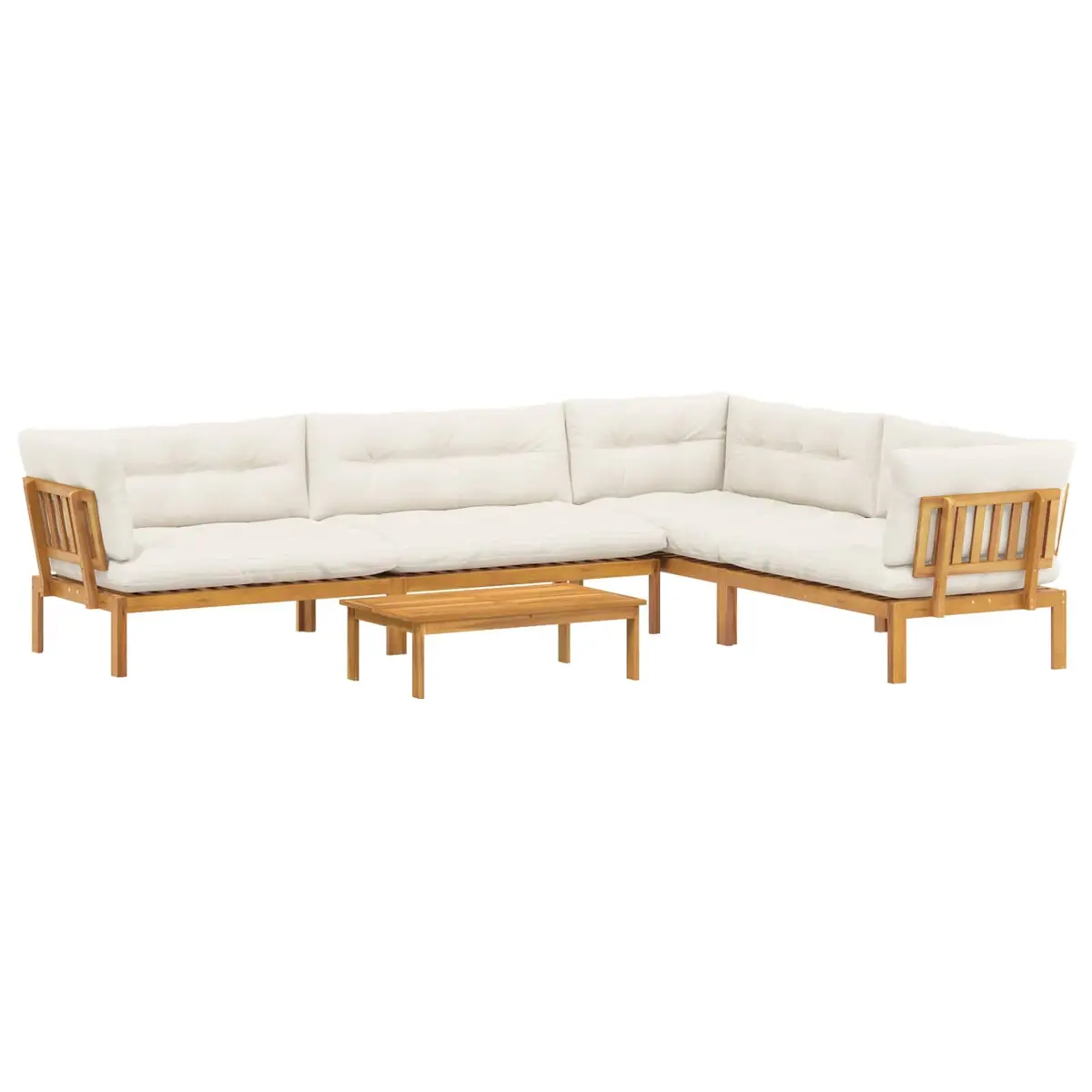 5 Piece Garden Pallet Sofa Set Solid Acacia Wood Corner Sectional Brown